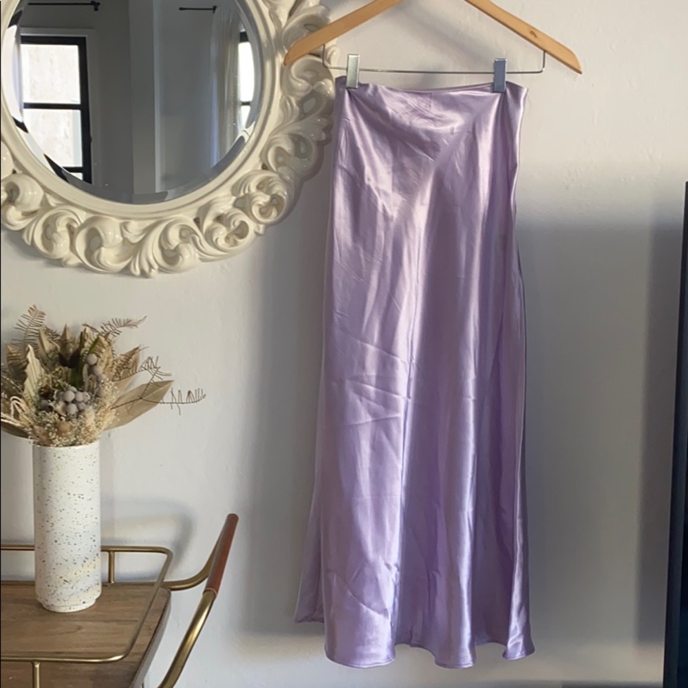 Verge Girl lavender silk midi skirt